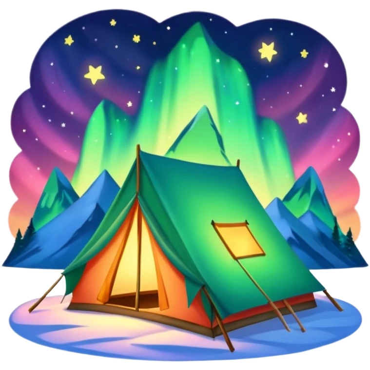 tent under northern lights emoji