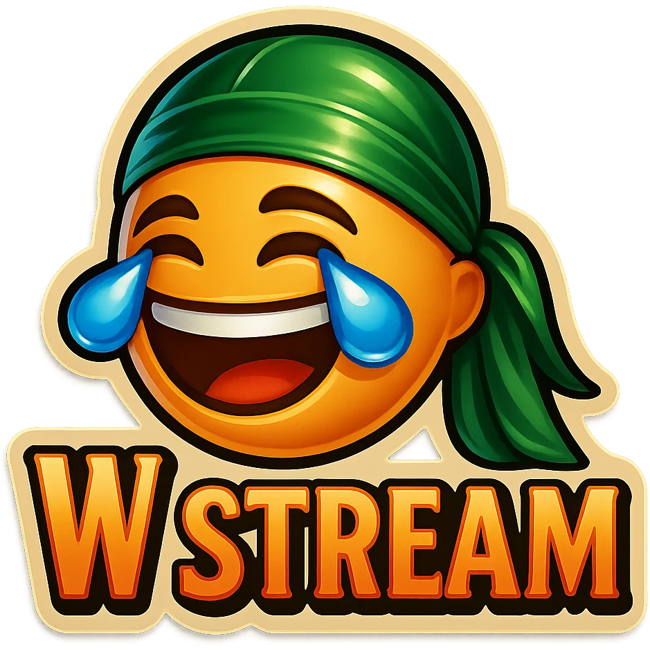 laughing crying 
lol face
Change His durag To Green
Add the words W Stream emoji
