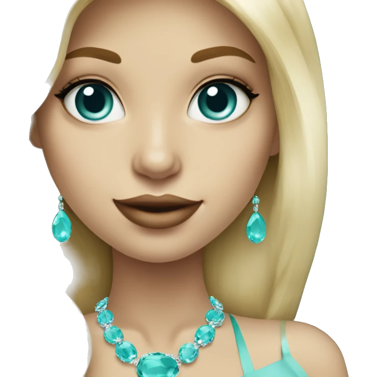blonde girl wearing tiffany blue, elegant. long hair emoji