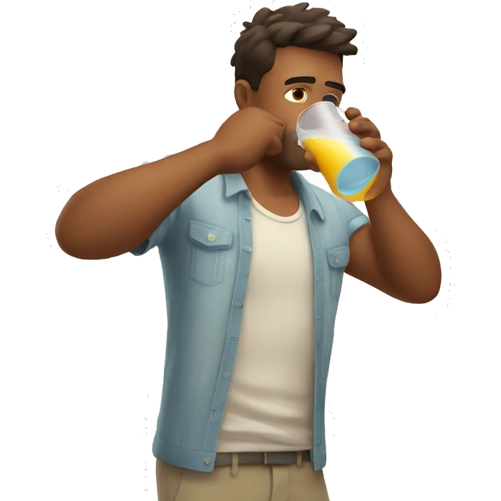 Guy feeling thirsty with summers heat emoji