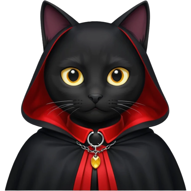 Black cat in red collar cloak emoji
