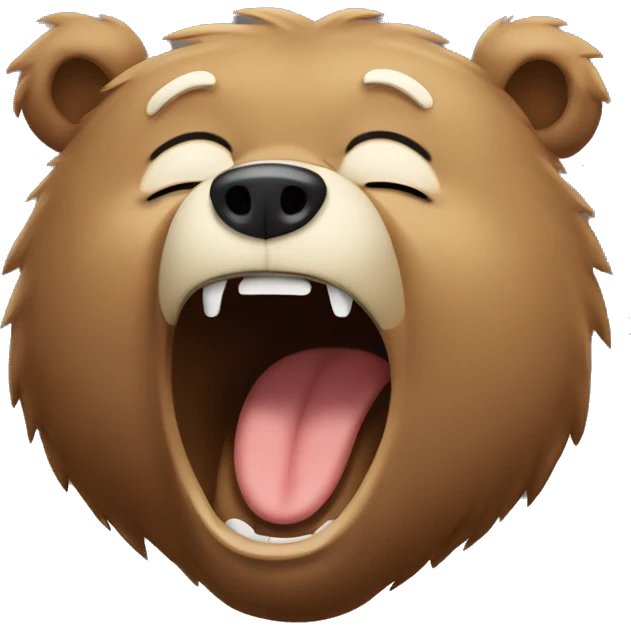 Tired bear yawning covering mouth with its eyes closed emoji