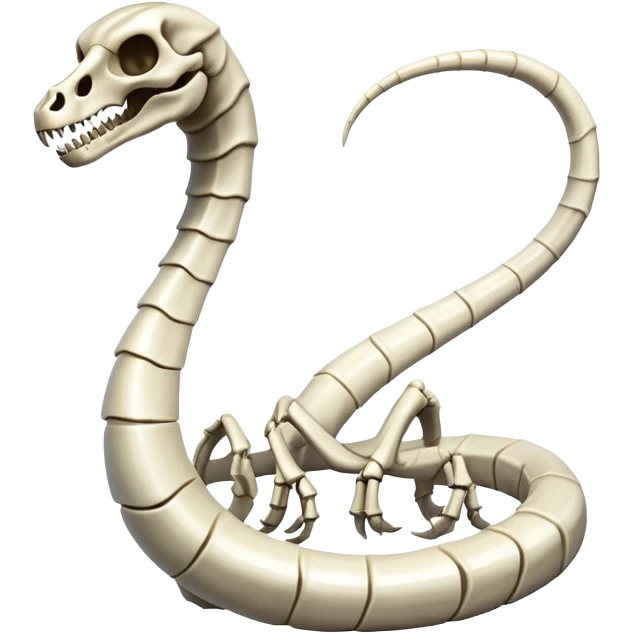 An epic shiny cool edgy skeletal bone serpent, full body emoji