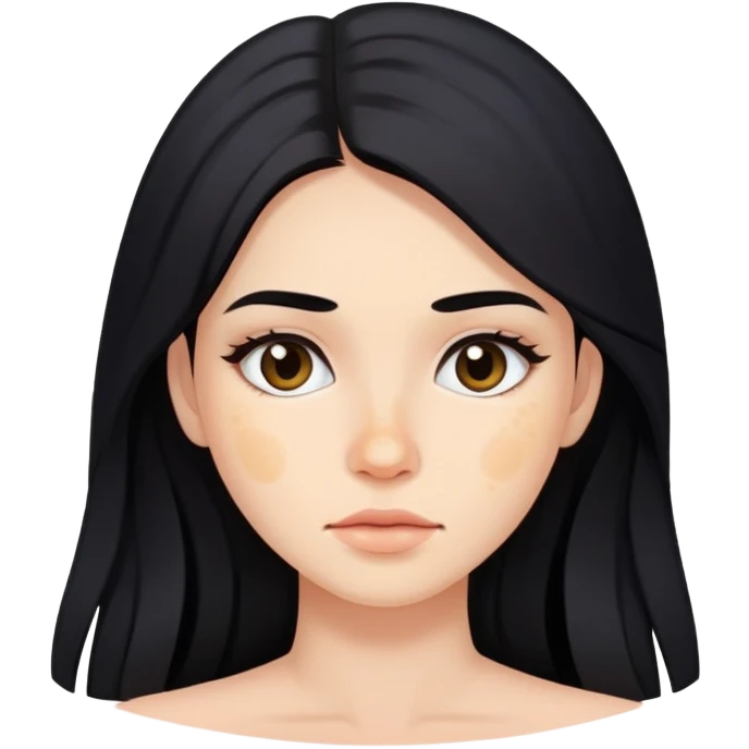 woman with acne-prone skin, long black hair and natural makeup emoji