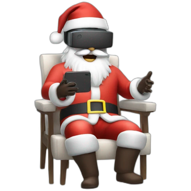 Santa in vr headset on chair emoji