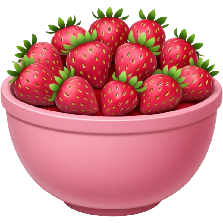 large fancy pastel pink bowl filled with strawberries emoji