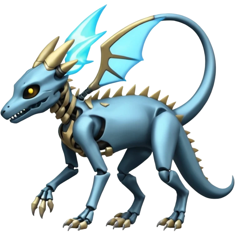futuristic Skeleton-Cyborg-Manectric-Electrike-Salandit-Cubone-Umbreon-Marowak-Draco-Fakémon-hybrid-creature (full body), 4 legs emoji