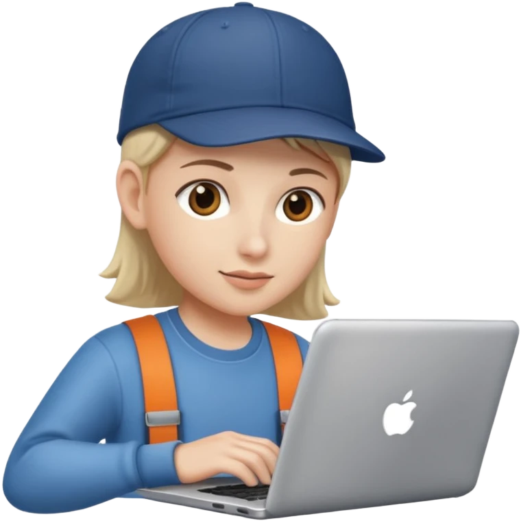 Crea una persona con una gorra y una lapto emoji