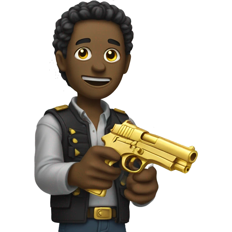 deadpoll holding golden gun emoji