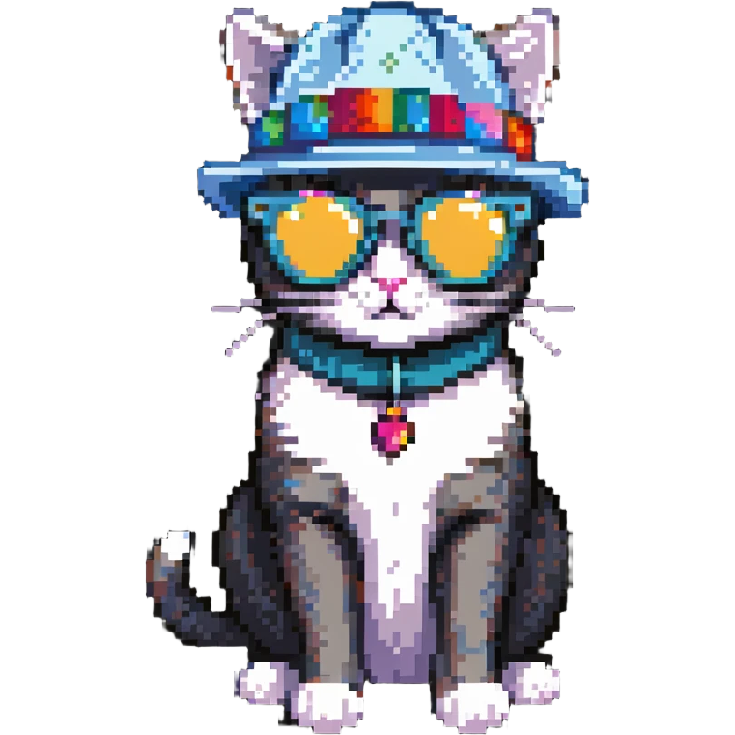 cat wearing sunglasses and a hat emoji
