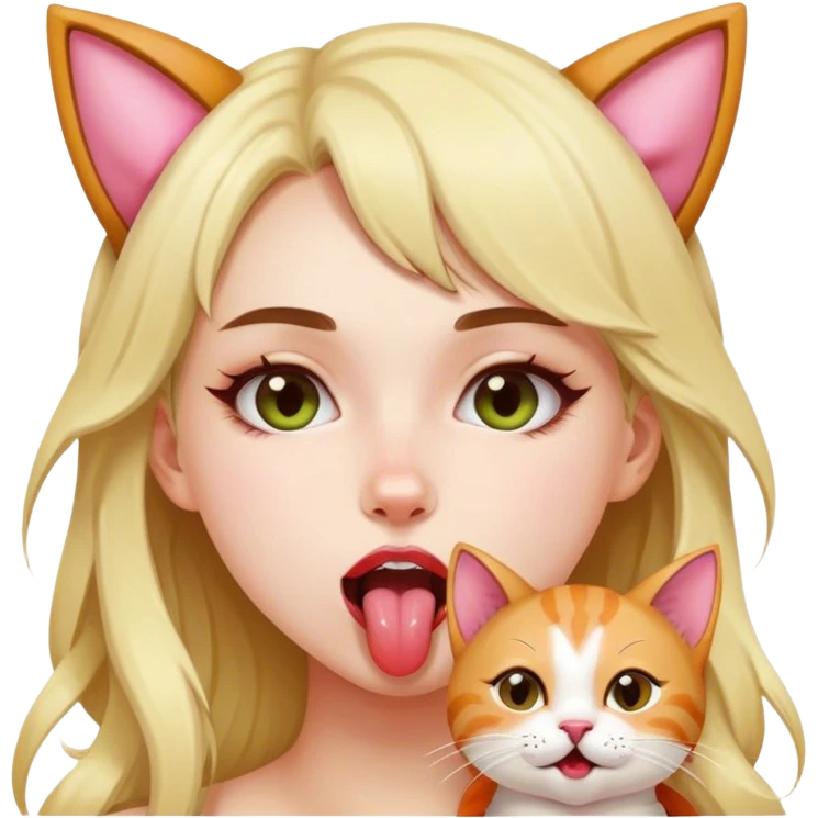 Kawaii girl cat lick emoji