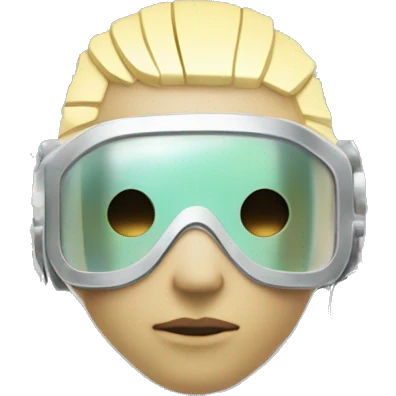Pastel light yellow hair cyborg with silver respirator mask and circuits emoji