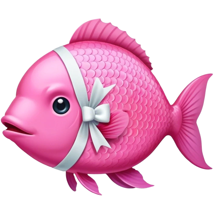 Pink fish with a white bow on it’s head  emoji