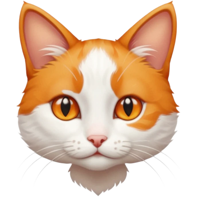 tiny + skinny ginger and white cat with deep orange eyes emoji