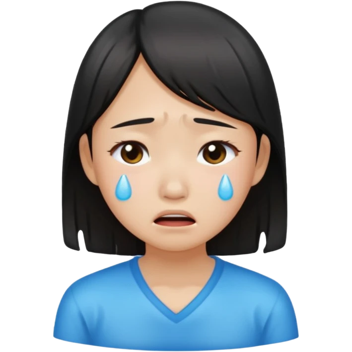 Crying asian girl with clean vibe emoji