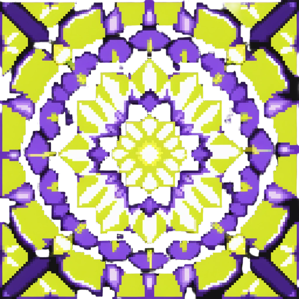 kaleidoscope effect with 6 facets, black, white, and neon yellow emoji