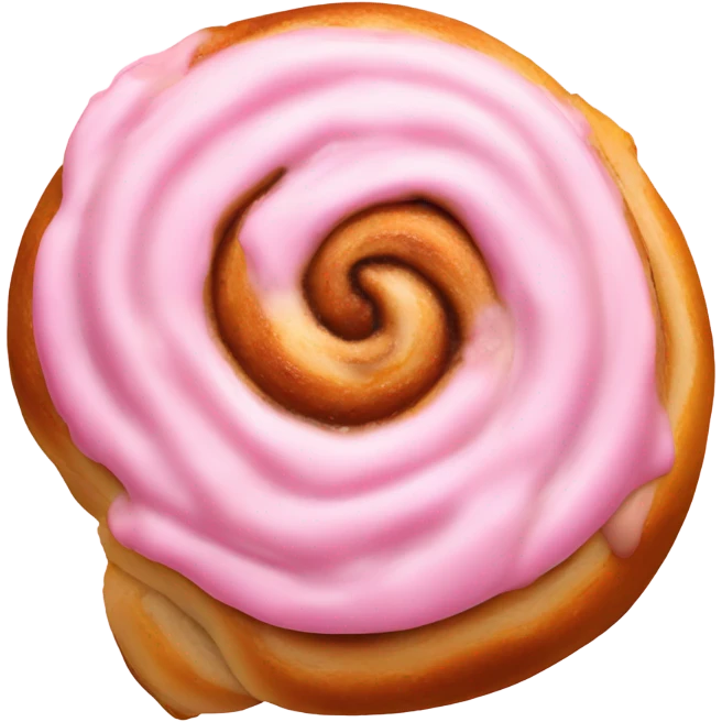 Cinnamon bun with pink icing  emoji