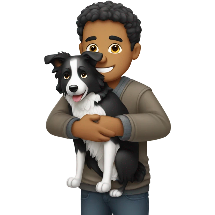 A man hug a border collie emoji