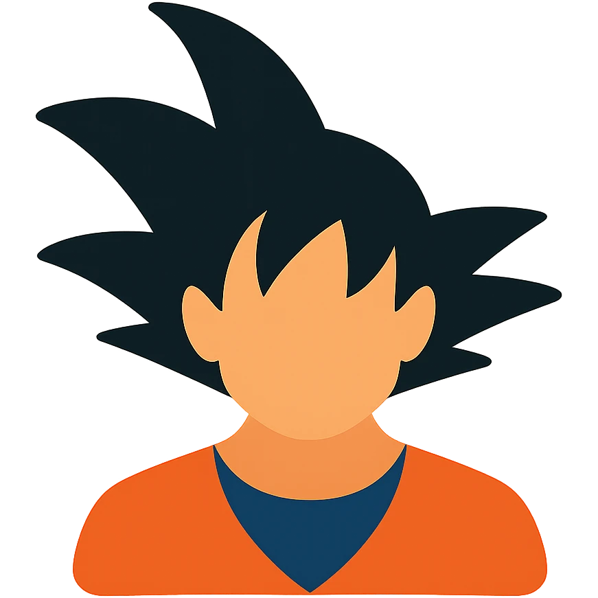 flat color icon of GOKU, emphasizing silhouette and signature hairstyle emoji