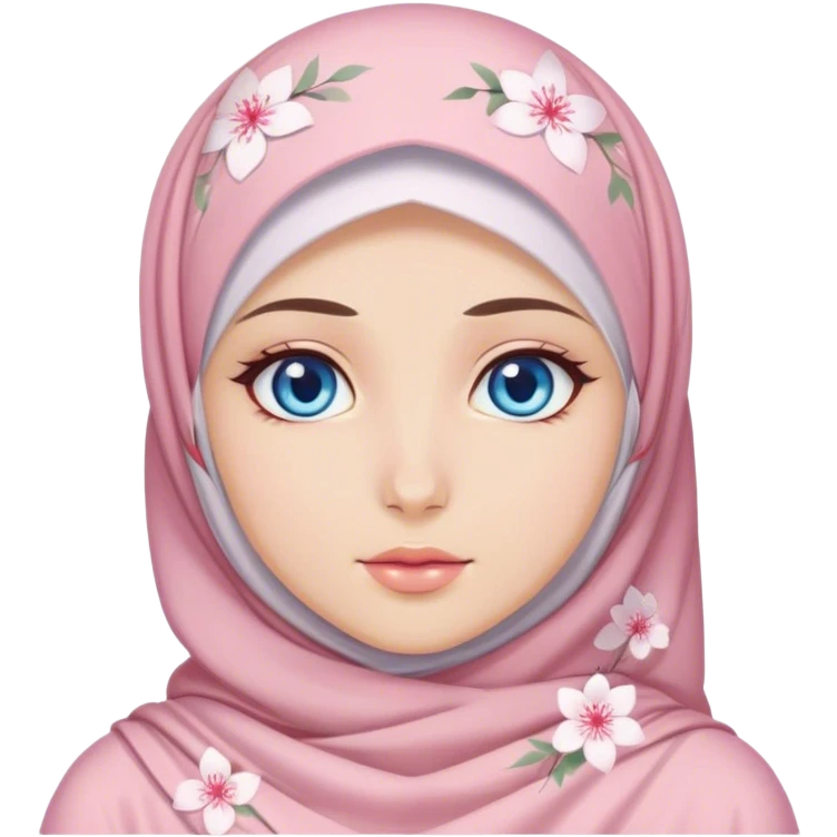 Turkish beautiful finish Konya girl blue eyes with hijab and Sakura dress emoji