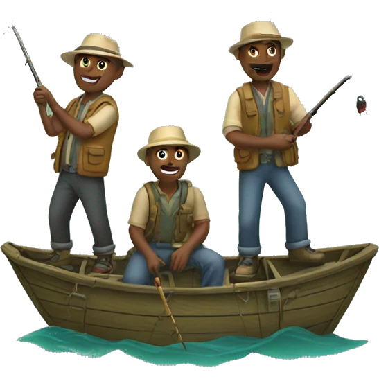 Three guys fishing emoji