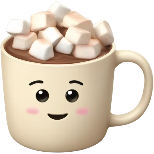 Light beige mug of hot chocolate with marshmallows  emoji