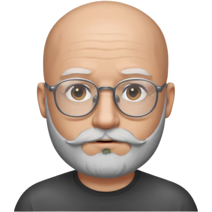 Bald man with salt and pepper beard and glasses emoji