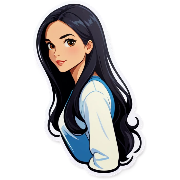 Woman with long black hair emoji