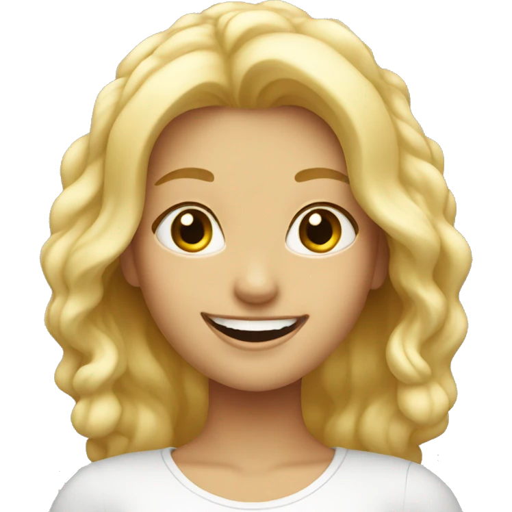 blonde girl with beautiful smile emoji