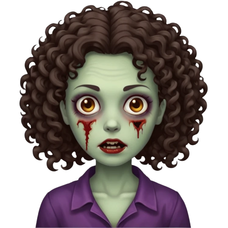 zombie woman with curly, slightly voluminous dark brown hair  emoji