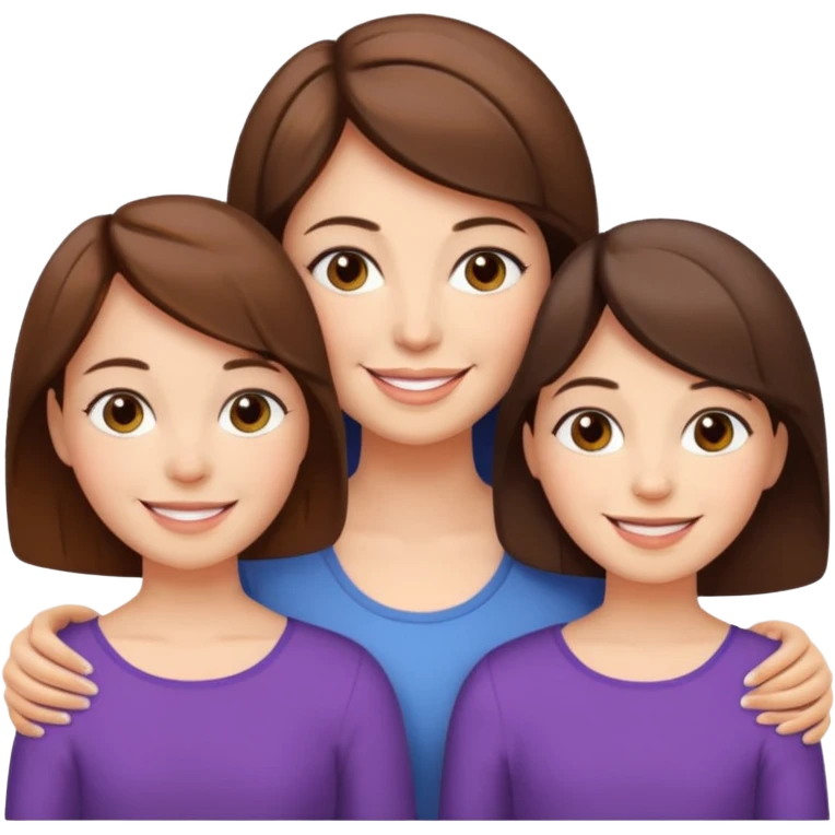 A mum with short hair and her two adult daughters emoji