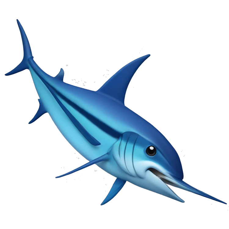 Sporty Marlin shaping a C, shades of blue emoji