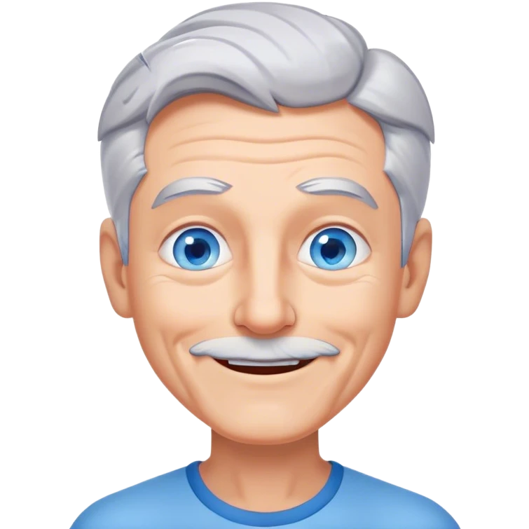 Smiling gray man blue eyes Without mustache shrugging shoulders emoji