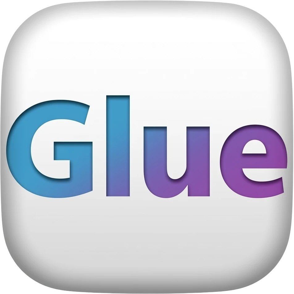 The Word Glue in Blue/Purple emoji