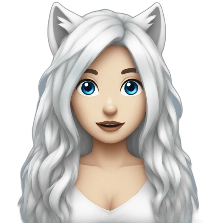 Wolf girl with blue eyes whites hair emoji