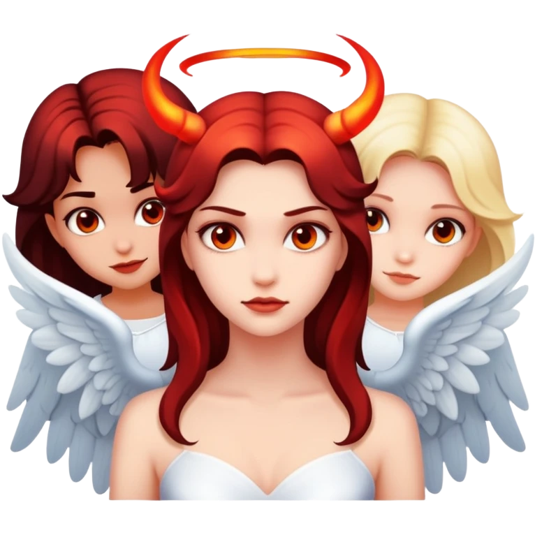 Красивая девушка за которой скрывается демон и ангел  emoji