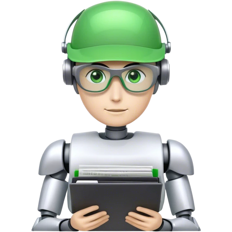 human like robot accountant with Green eyeshades visor holding spreadsheets emoji