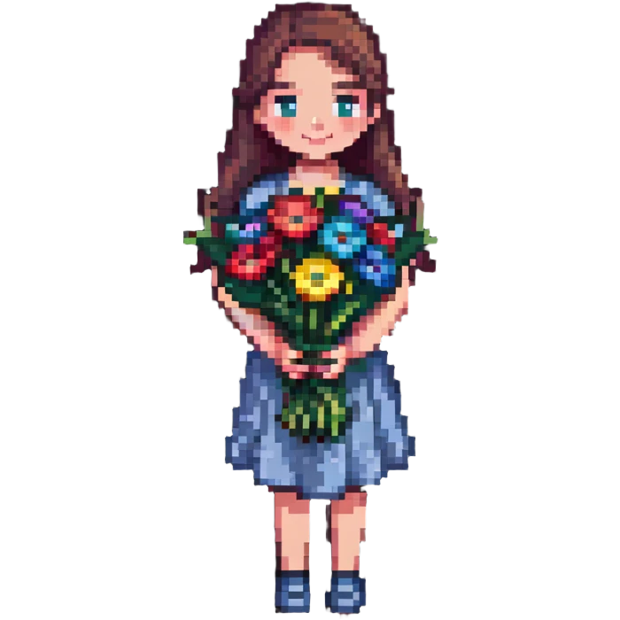 a cool girl holding a bouquet of flowers emoji