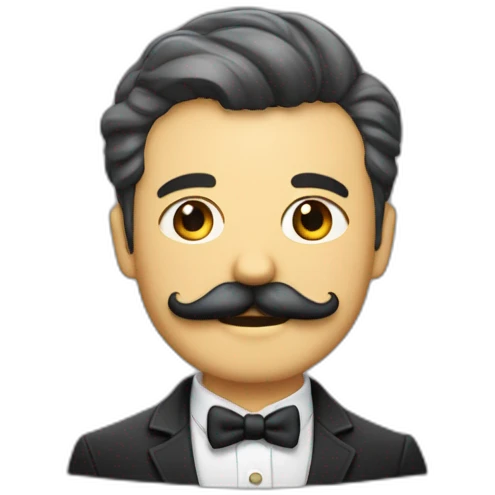 Une personne avec la moustache Charlot et les cheveux plaqués sur le côté  emoji