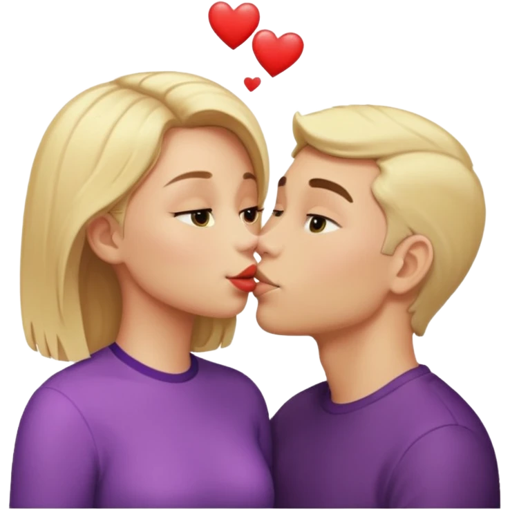 blonde girl and gay guy kissing emoji