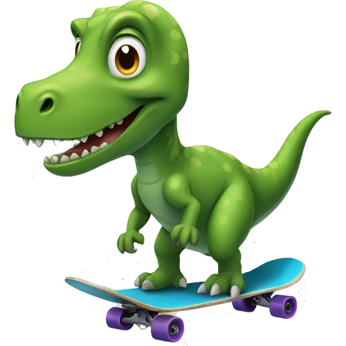 Dinosaur riding a skateboard emoji