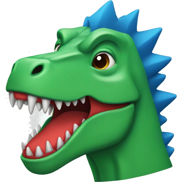 a green trex with blue spikes and red edges
 emoji