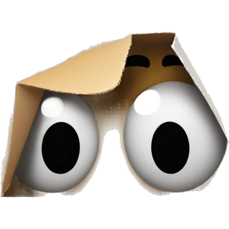 Creepy face coming out of a cardboard box emoji