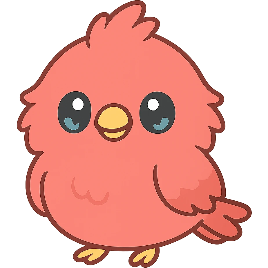 a cardinal bird with exaggerated fur, cartoon style, playful emoji