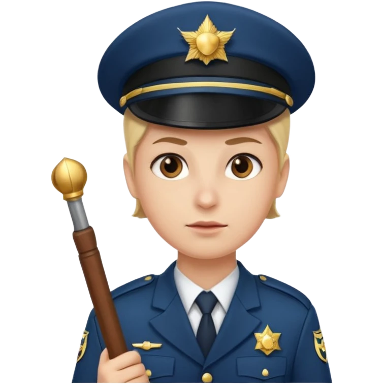 Officer with cap holding baton emoji