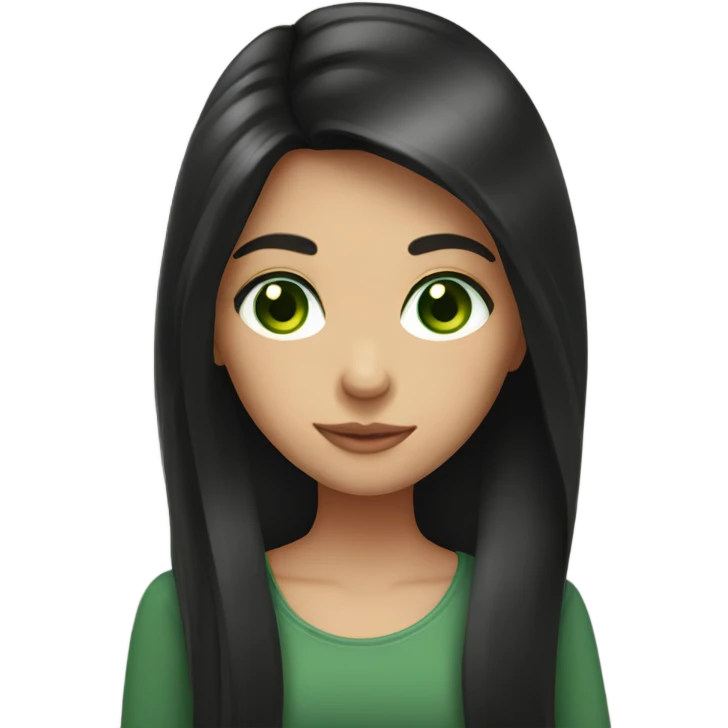 girl with dark brown long hair and green eyes emoji