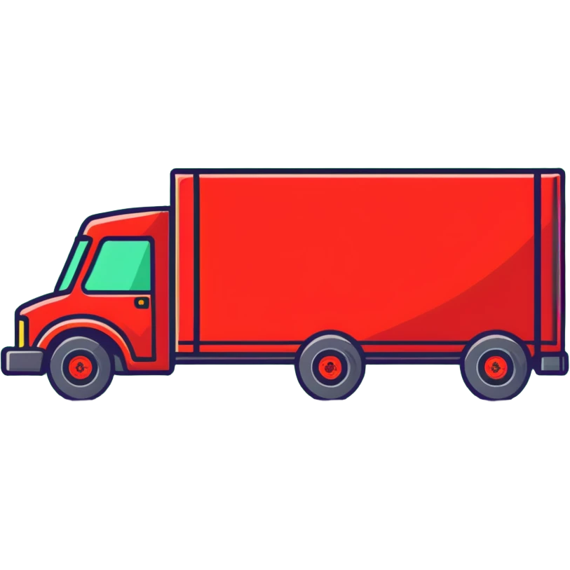 red shipping truck with courier emoji