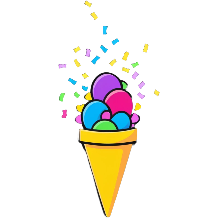 festive confetti cone popper with colorful confetti explosion emoji