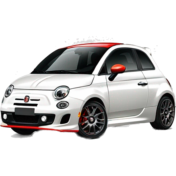 Fiat 500 abarth 2008 blanche , avec un stickers bande rouge sur le coté latéral rouge.  rétroviseur rouge. Jante grise chromé pétale  emoji