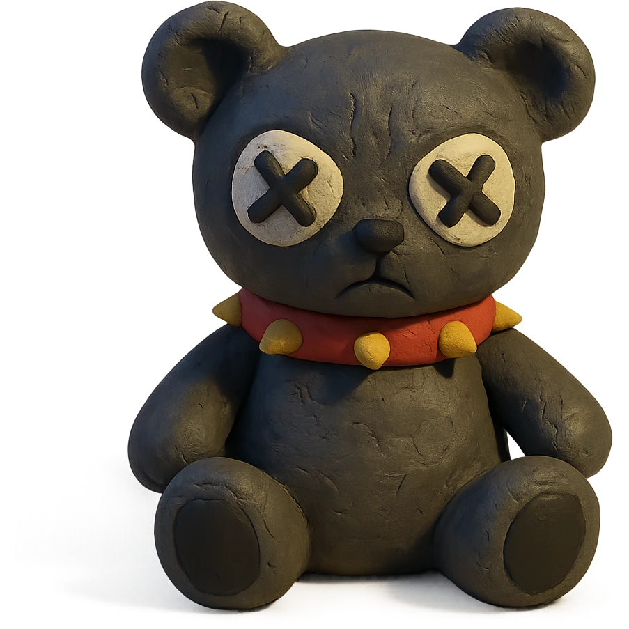 gothic teddy bear, claymation style emoji